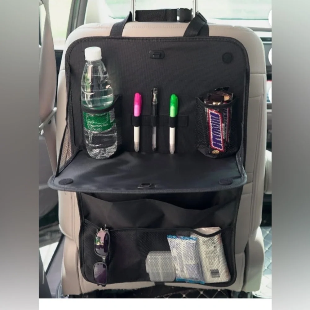 Auto Drive Universal Black Multi-Pocket Backseat Organizer